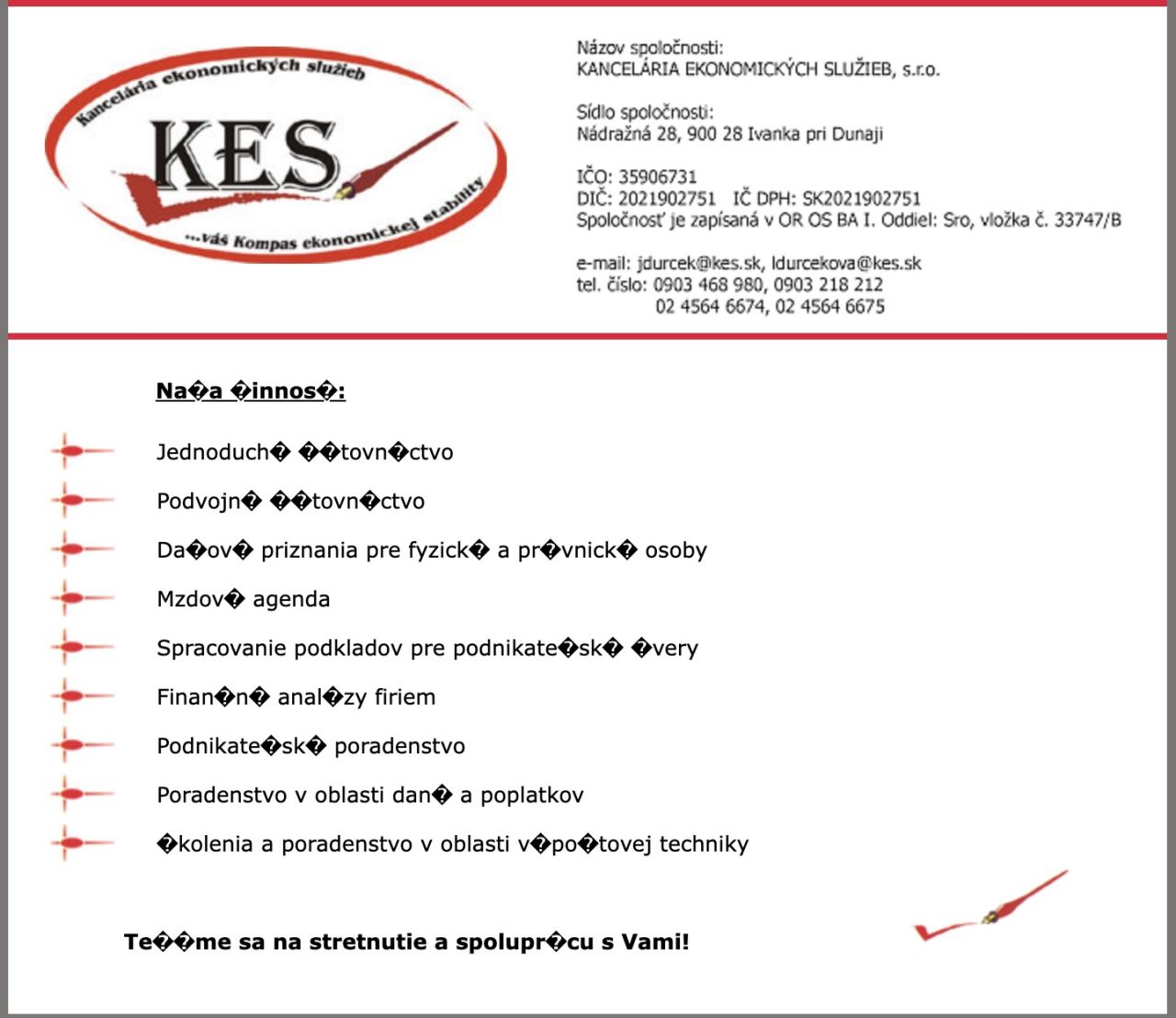 Celá pôvodná stránka účtovníckej kancelárie pred prerobením